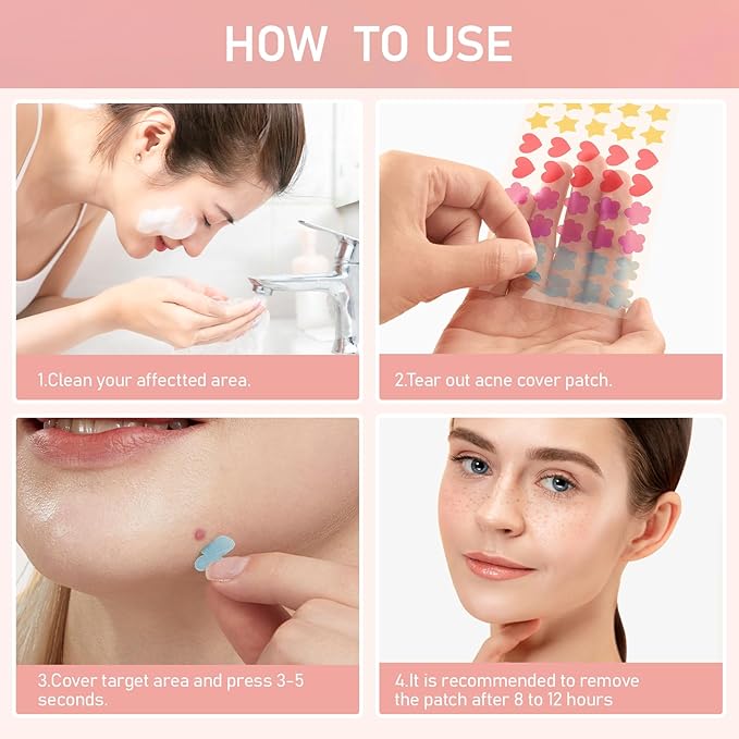 Pimple Patches for Face, 4 Shapes 200 Counts Acne Patches, Cute Star Hydrocolloid Patches Zit Patches, Blemish Patches with Salicylic Acid, Blemish Patches Tea Tree Oil