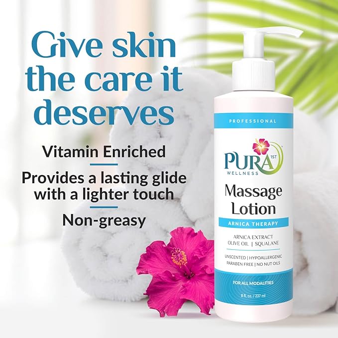 Arnica Massage Lotion, Hypoallergenic Formula, Massage Lotion for Muscle Relief, Unscented Deep Tissue Arnica Lotion, Physical Therapy Lotion, Massage Lotion for Massage Therapy, 8oz