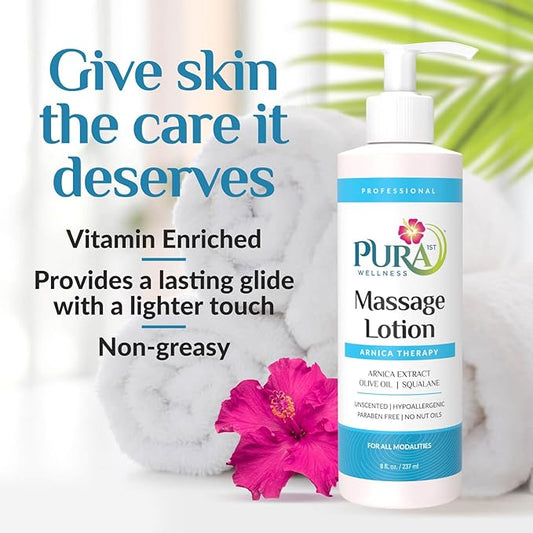 Arnica Massage Lotion, Hypoallergenic Formula, Massage Lotion for Muscle Relief, Unscented Deep Tissue Arnica Lotion, Physical Therapy Lotion, Massage Lotion for Massage Therapy, 8oz