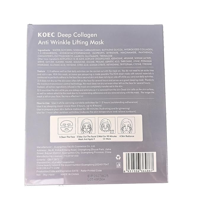 4 Pack Deep Collagen Overnight Mask,Bio-Collagen Real Deep Mask, Skinqueen Korean Collagen Films Deep Collagen Anti Wrinkle Firming Lifting Face Mask