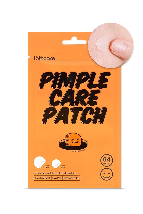 lattcare Pimple Care Patches | Hydrocolloid Acne Patches | Acne Spot Treatment for Blemishes and Zit | Vegan, Cruelty Free Patches | Two Sizes 12mm & 9mm (64 Count)