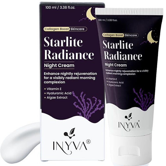 Starlite Radiance Night Cream | Intensive Hydration with Hyaluronic Acid, Vitamin E & Algae Extract | Anti-Aging & Revitalising | Deep Moisturizing for All Skin Types - 3.38 Oz