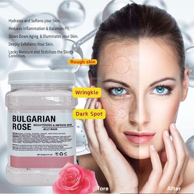 Luxury Rose Facial Mask, Anti-Acne Skin Rejuvenation Mask for Oily and Combination Skin, Jelly mask for professionals, hydrojelly masks, Jelly Face Mask(Rose)