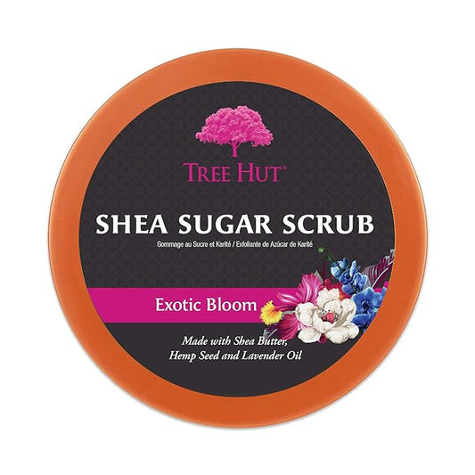 Tree Hut Exotic Bloom Shea Sugar Scrub | Exfoliating Body Scrub Removes Dead, Dry Skin for a Soft & Hydrated Feel | Nourishing Essential Body Care | 18 fl oz.