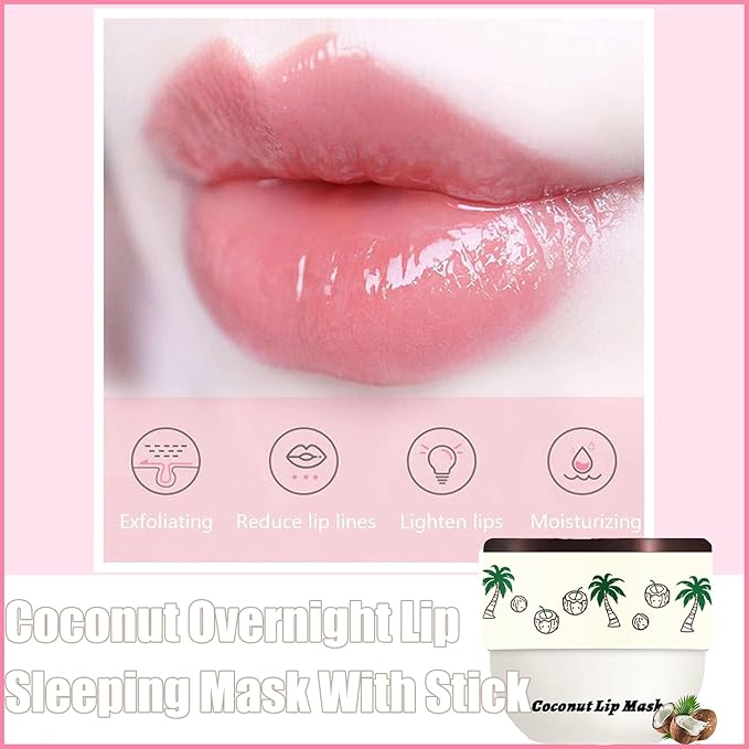 4 PCS Bee Lip Balm Lip Mask Honey Pot, Coconut Honey Peach Mint Moisturizing Sleeping Lip Mask Overnight with Sticks, Lip Balm Exfoliating Prevention Dry and Crack Lip Scrubs