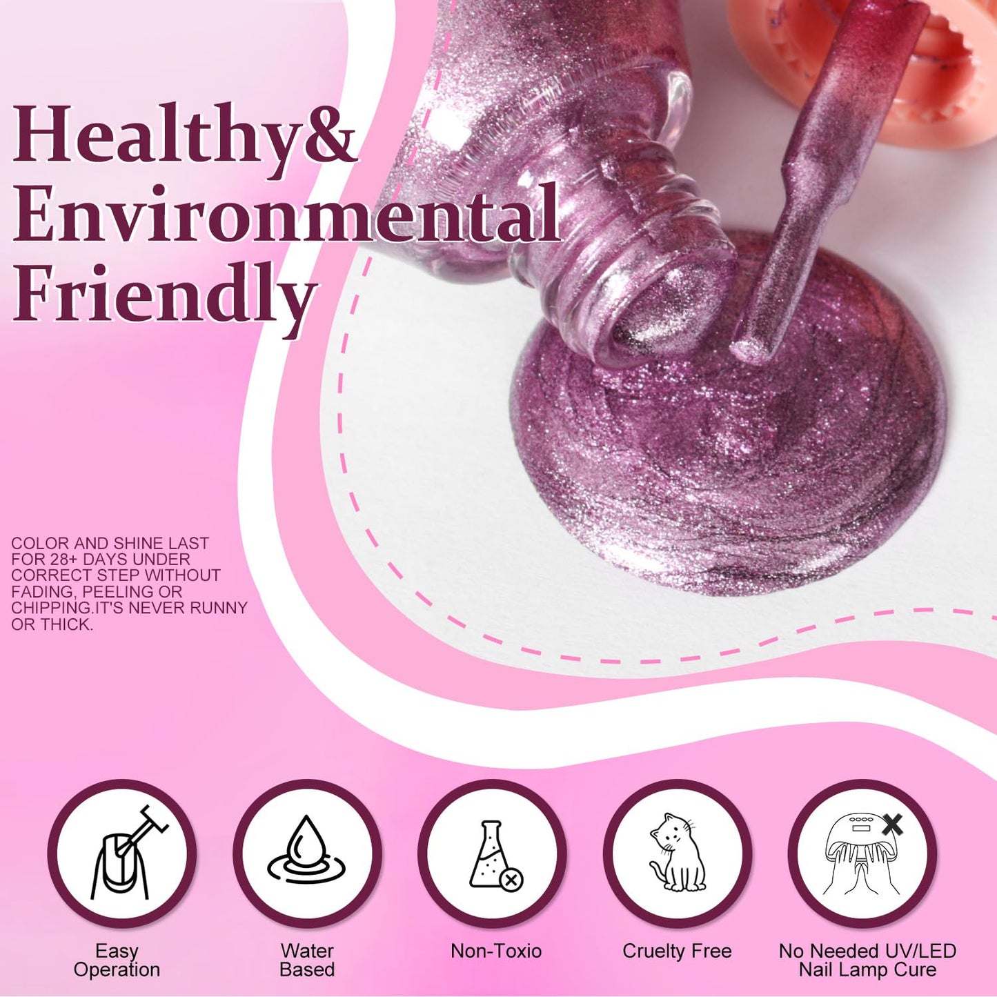 Major Dijit Quick Dry Nail Polish Purple Silver Summer Nail Lacquer for Nail Art Regular Nail Polish 0.41 fl oz.