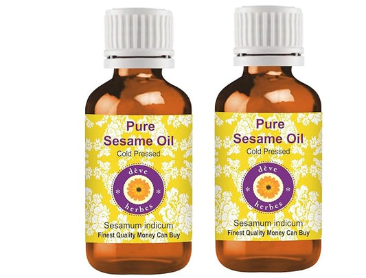 dève herbes Pure Sesame Oil (Sesamum indicum) Cold Pressed (Pack of two) 100ml X 2 (6.76 oz)