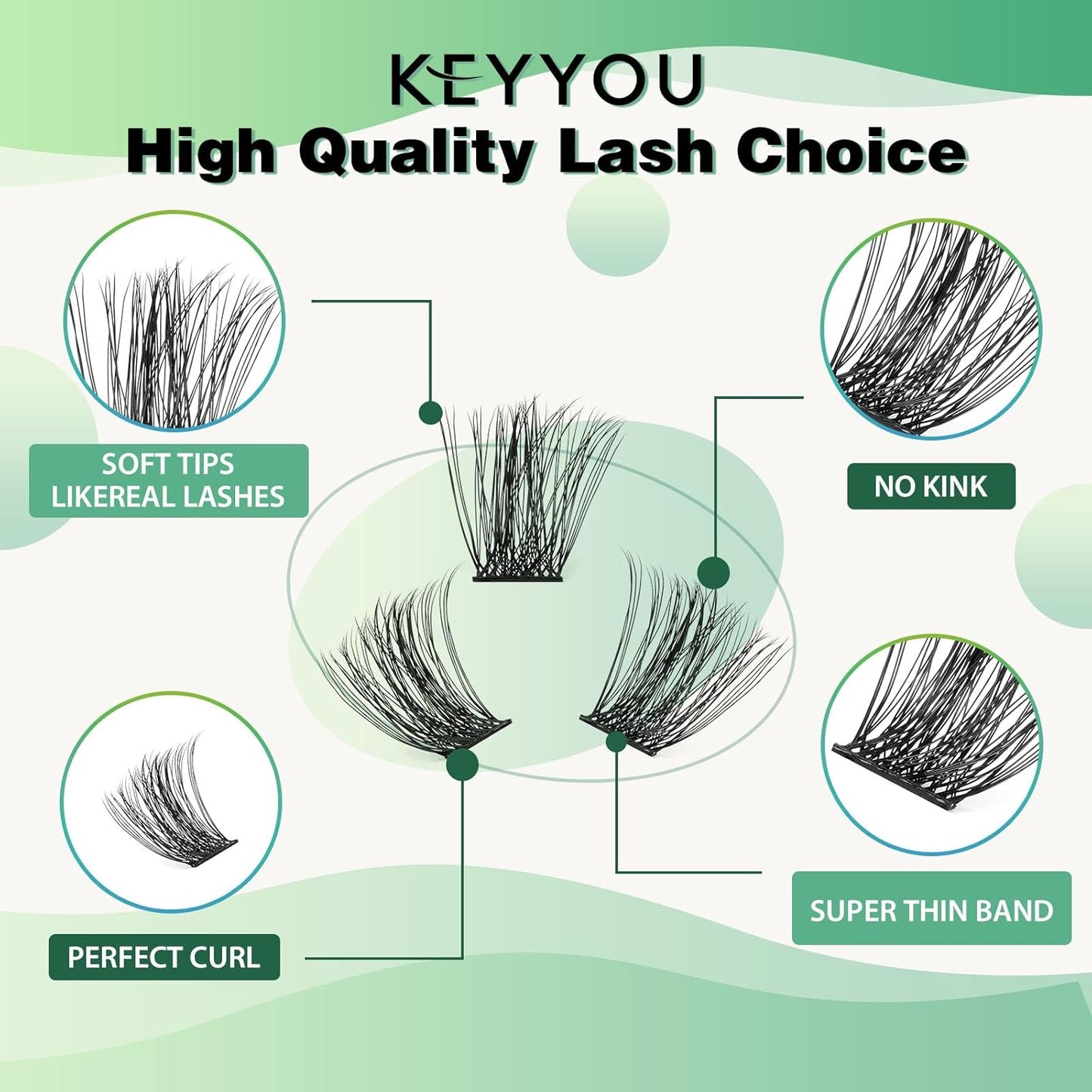 Lash Clusters,96 Pcs Cluster Lashes D Curl 14mm DIY Lash Extensions Eyelash Clusters,KEYYOU Volume Wispy Individual Lashes Soft&Comfortable Easy DIY at Home(Y05,D-14mm)