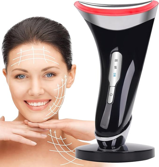 Face and Neck Massager,Multifunctional Facial Skin Care Tools,3 in 1 Facial Massager, and Vibration Technologies for Skin Care,Improve,Firm,Tightening and Smooth (Black)