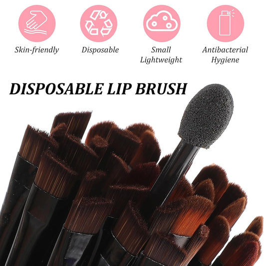 200 Pieces Disposable Eyebrow Brushes Makeup Brush Set, 50PCS Angled/Round Eyebrow Brushes 50PCS Double-End Eyeshadow, 100PCS Lip for Women Girls Salon Beauty Cosmetic Make up Tool