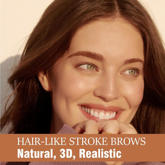 Eyebrow Pen, 2-in-1 Dual-Ended Microblading Eyebrow Pencil, Magical Faux Brow Pen with 4-Fork-Tip & Precise Brush-Tip Create Natural Hair-Like Brow, Waterproof, Stay on All Day, Black, 1Pcs