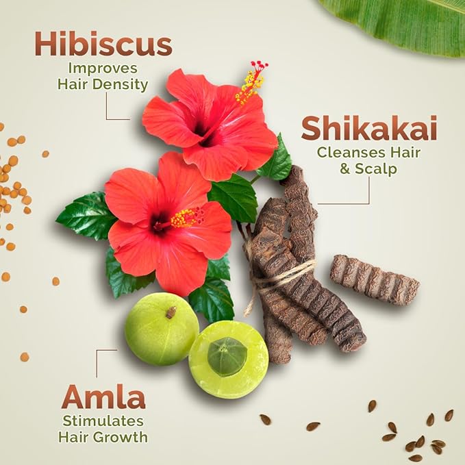 MAMAEARTH Kerala Thaali Cleansing Hair Mask for Thick & Long Hair | with Hibiscus, Shikakai, Amla, Flaxseed | Ready To Use Thali | Gently Cleanses with 12 Herbs | 7.05 Oz/200 g