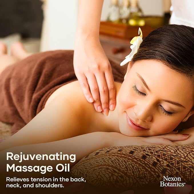 Sore Muscle Massage Oil 8 fl oz - Arnica Massage Oil for Therapy & Pain Relief - Peppermint & Lavender for Body & Muscle Relaxation - Nexon Botanics