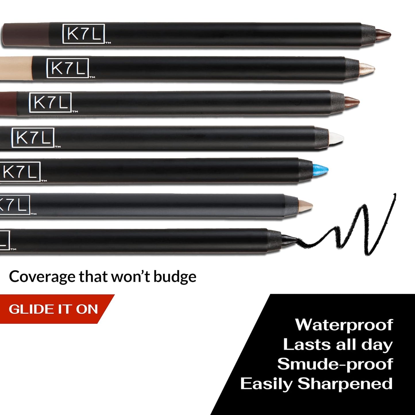 K7L Brown Eyeliner - Waterproof, Smudge-Proof, Precise Cosmetics