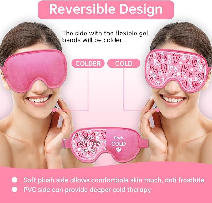 Cooling Eye Mask Cold Eye Compress Mask for Puffy Eyes, Reusable Eye Ice Pack Gel Ice Eye Mask for Tired Eyes, Eyes Surgery, Migraines, Stress Relief, Itchy Eyes, Skin Care, Eye Spa 2PCS