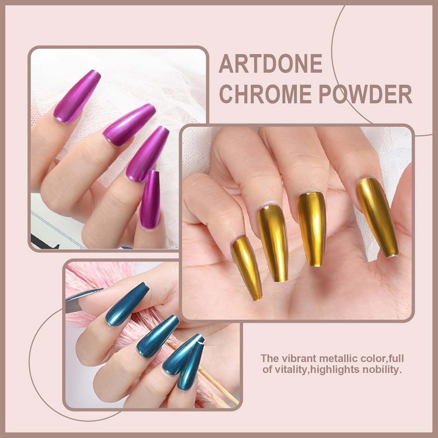 Artdone 12 Jars Chrome Nail Powder Magic White Pearl Kit Mirror Effect Silver Metallic Holographic Dip Nail Powder For Resin Craft & Nail Art Fimo, Decoration Iridescent Aurora Mermaid Pigment