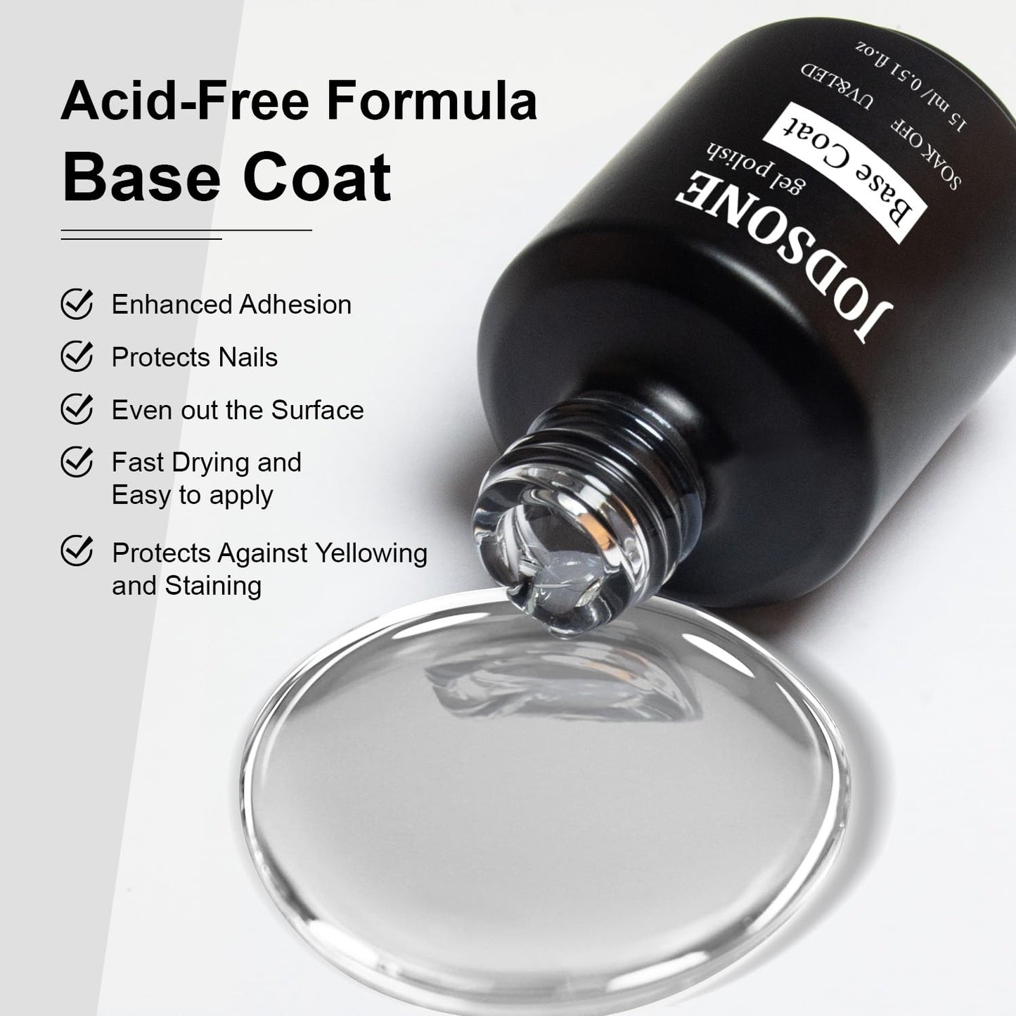 JODSONE 4 Bottles of 15ML Nail Primer Base Coat Top Coat and Builder Gel Which Helps Better Fit the Gel Polish