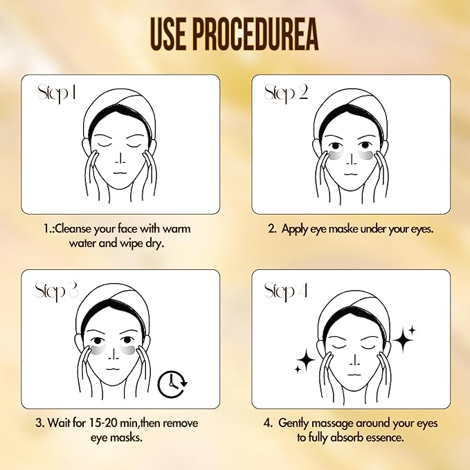 GEMERRY Under Eye Patches 60 Pcs - 24K Gold Under Eye Patches for Puffy eyes, Dark Circles, and Smooth Wrinkles, Perfect Gifts for Women Gentle Formula Self Care Under Eye Mask Rejuvenating Treatment