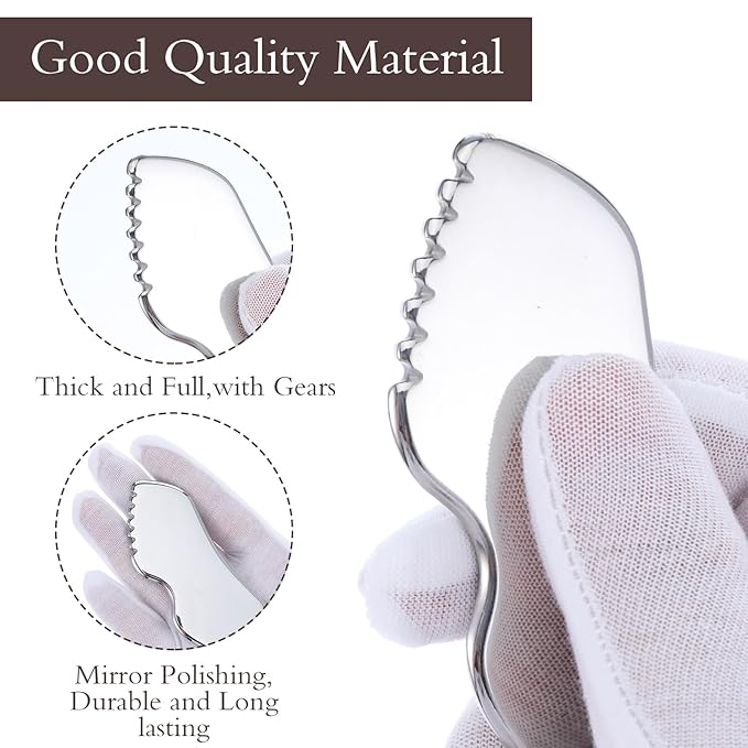 Tyqour 1pcs Stainless Steel Gua Sha Tool, Gua Sha Massage Tool, Gua Sha Body Tool, Face Scraper Tool, Face Gua Sha for Tighten Skin, Metal Gua Sha Tool for Blood Circulation & Lymphatic Drainage