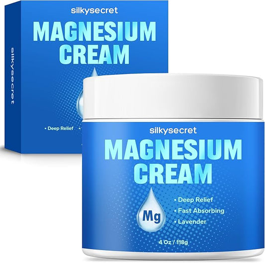 Magnesium Cream (4 Oz), Nighttime Magnesium Cream, Relief and Relaxation with Lavender Scent, Calming Magnesium Body Butter for All Skin Types