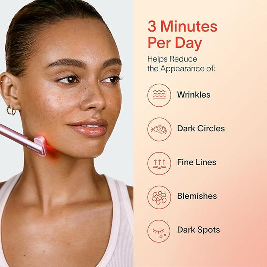 Solawave 4-in-1 Red Light Therapy Facial Wand | Anti-Aging Red Light Therapy for Face and Neck | Galvanic Microcurrent Gua Sha Facial Massager | Wrinkle Reduction | Solawave Original | Rose Gold