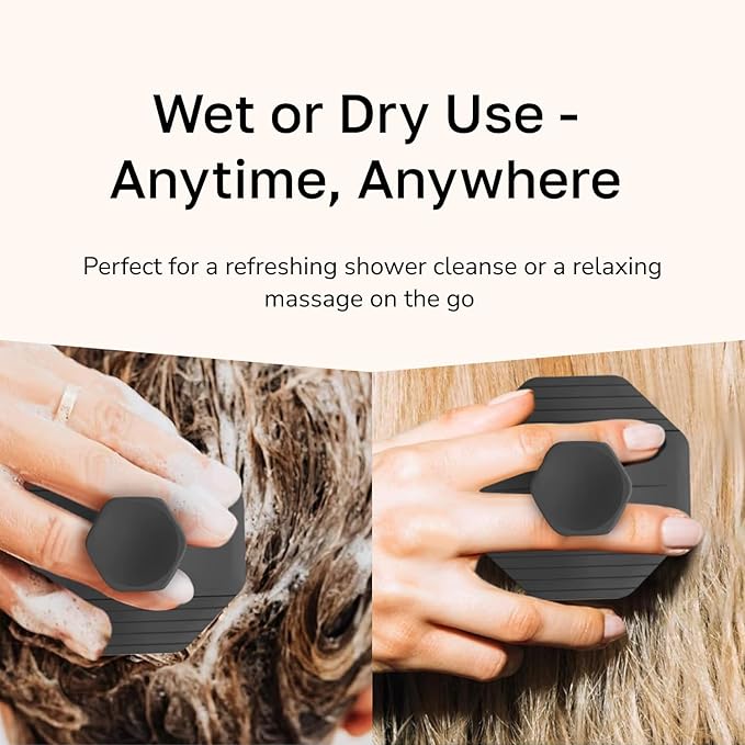 Silicone Scalp Scrubber - Massage Shampoo Brush, Soft Bristles for Hair Growth & Dandruff Removal - Ergonomic Design, Wet & Dry Use, Deep Cleansing Scalp Exfoliator for All Hair Types - Black