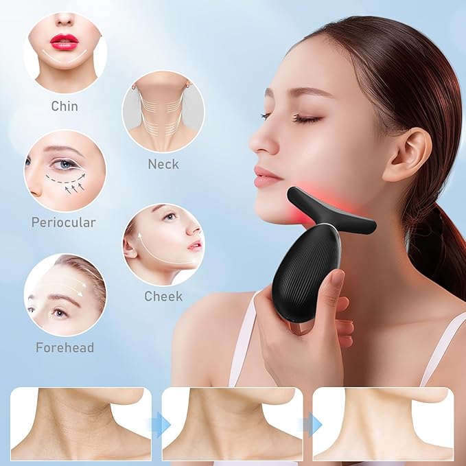 Face Neck Tool for Skin Care, Electric Neck Face Lifting Device for Wrinkle Removal (Black)