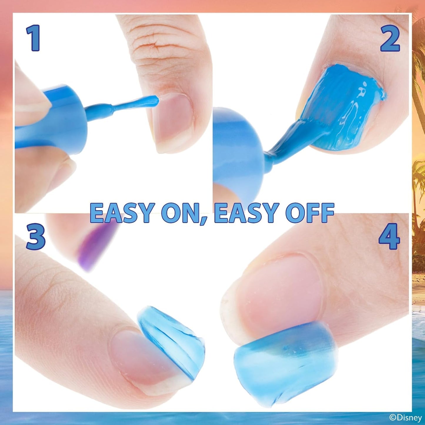 Townley Girl Moana 2 Non-Toxic Water-Based Peel Off Nail Polish Set with Glittery Shimmery Opaque Colors for Girls Kids Ages 3+ Perfect for Parties Spa Days Makeovers 18 Pcs