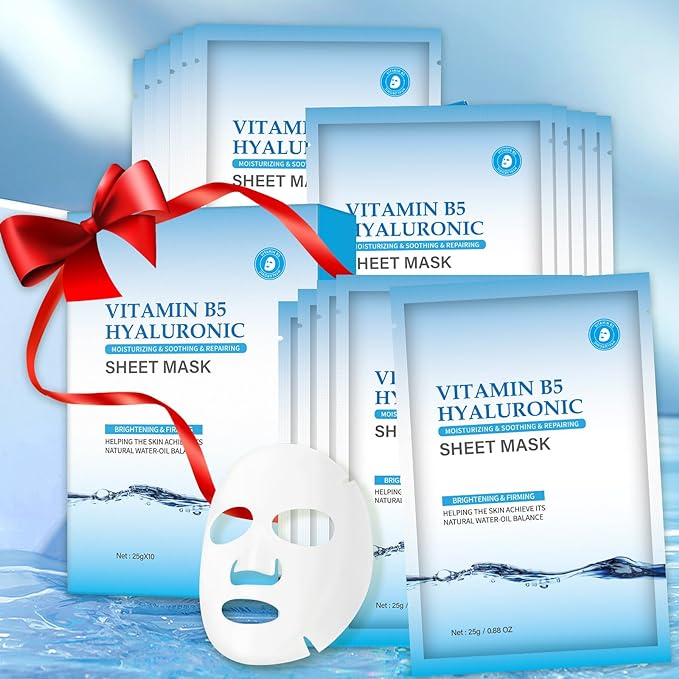 Moisturizing Face Mask Hydrating Face Mask Skin Care Facial Masks Sheets Hyaluronic Acid Sheet Pack With Vitamin B5 Sheet Masks for Women Face Masks Beauty Sheet Masks Hydration Gifts 10 Packs