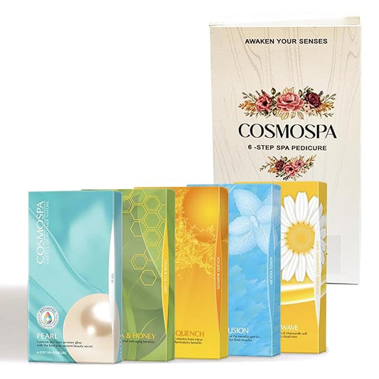 CosmoSpa Deluxe Six-Step Pedicure Set - 3 Pack, Premium Foot Care Kit for Ultimate Spa Experience at Home, Perfect for Relaxation and Rejuvenation (Green Tea & Honey)