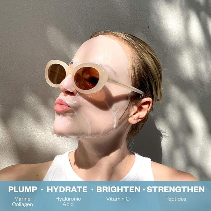 Wrinkles Schminkles Facial Plumping Sheet Masks with Collagen, Peptides, Vitamin B3 & Hyaluronic Acid, 5 Sheet Masks