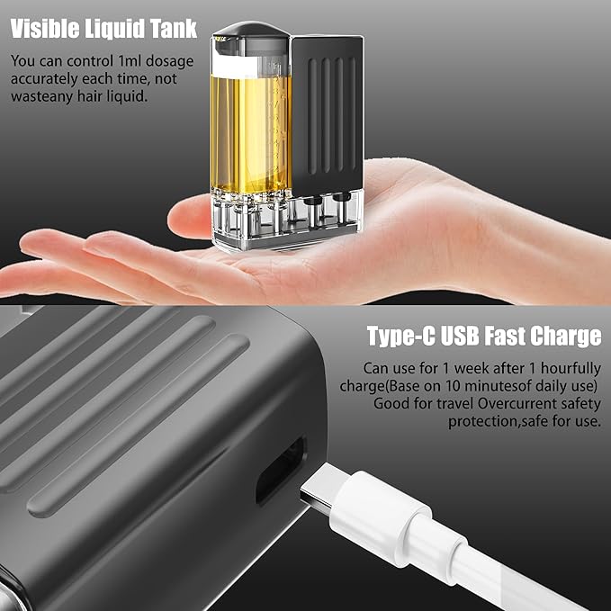 Electric Hair Oil Applicator for Scalp with Massage, Scalp Massager for Scalp Care | Hair Oiling Applicator & Oil Bottles for Healthy Hair | Electric Hair Brush for Healthy Scalp (Black)