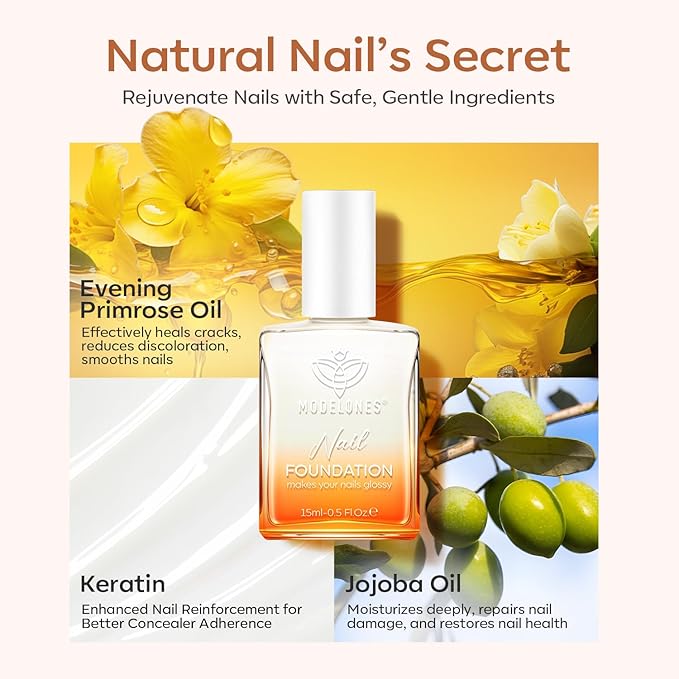 modelones Nail Strengthener, Milky White Nail Natural Concealer Foundation Polish Air Dry Nail Growth Polish for Damaged Nails Imperfection Masking Gifts for Women 15ml