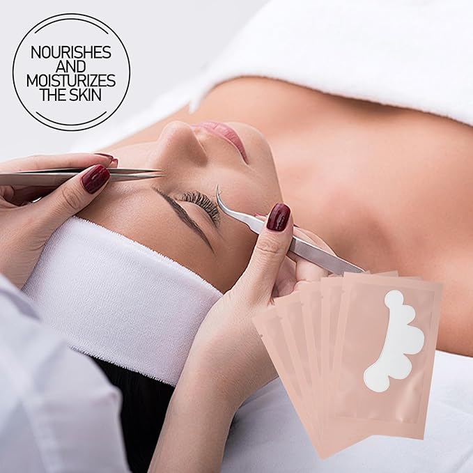 100 Pairs Eyelash Extension Gel Patches Kit, Lash Extension Lint Free Under Hydrogel Eye Mask Pads Beauty Tool with Case (Pink, 100)