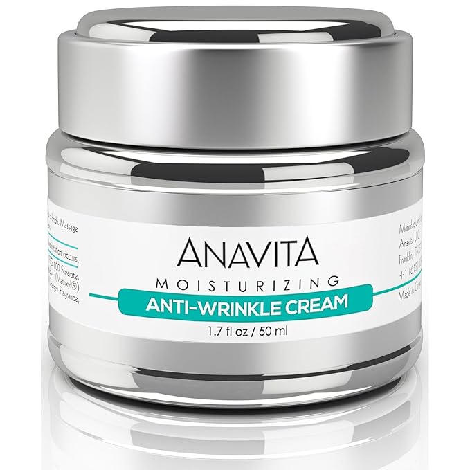 Anavita Moisturizing Anti Wrinkle Anti Aging Cream W/Peptide & Hyaluronic Acid - Day Night - Facial Fine Lines Wrinkles Elasticity Skin Tone - Face Neck Decollete Moisturizer for Women Men 1.7 fl oz