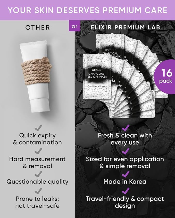 Activated Charcoal Face Masks Skincare - Korean Skin Care Products - Charcoal Face Mask Peel Off Skin Care - Gently Cleansing Charcoal Face Mask for Men & Women Face Care