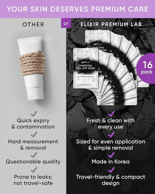 Activated Charcoal Face Masks Skincare - Korean Skin Care Products - Charcoal Face Mask Peel Off Skin Care - Gently Cleansing Charcoal Face Mask for Men & Women Face Care