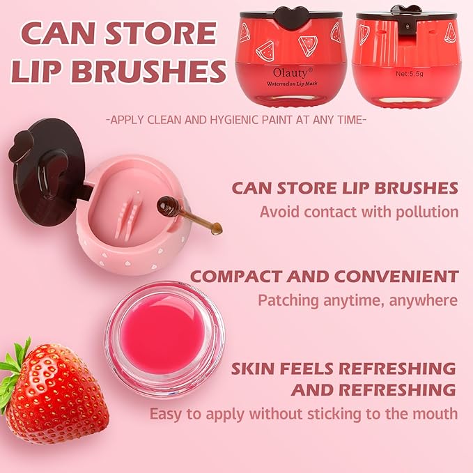 Sulily 3 Pcs Bee Balm Lip Balm Honey Pot,Honey&Strawberry&Watermelon Lip Sleeping Mask Hydrating Prevention Dry and Cracked Lip Scrubs Exfoliator Lip Care,Lip Mask Overnight Reduces Lip Lines