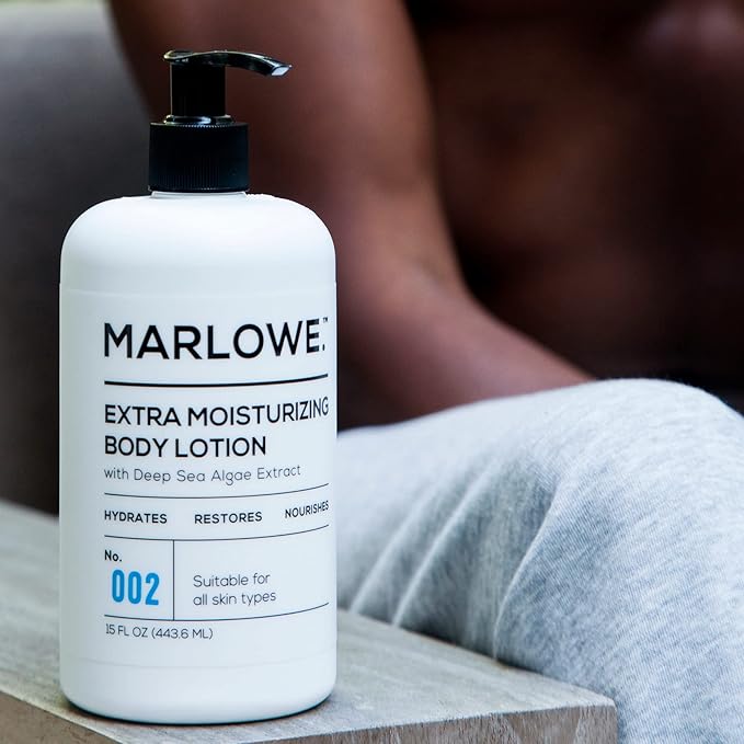 No. 002 Moisturizing Body Lotion 16 oz, Daily Dry Skin Lotion for Men, Made with Hydrating Natural Aloe Vera, Vegan, Oil Free, Light Fresh Tonka Scent