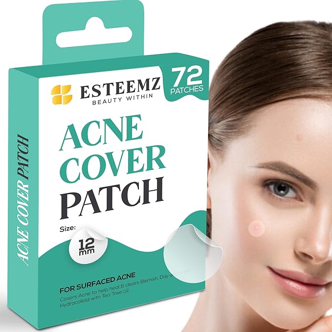 Advanced Invisible Pimple Patches For Face (72 Pack) - Hydrocolloid Patch with Tea Tree Oil - Vegan Friendly Hydrocolloid Acne Patches For Face and Skin - Pimple Patch Stickers - Acne Patch (12mm)