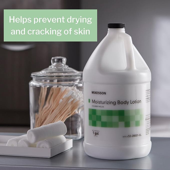 McKesson Moisturizing Hand and Body Lotion, 1 Gallon [Pack of 4] Bulk, Refill, For Dry, Crack, Sensitive Skin, Cucumber Melon Scent