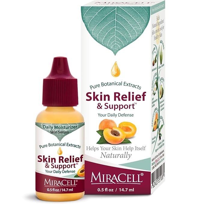 Miracell Skin Relief & Support Oil – Natural Face & Body Moisturizer with Apricot, Jojoba, and Vitamin E – Fast-Absorbing Hydration for Dry, Sensitive, or Rough Skin – 0.5 oz