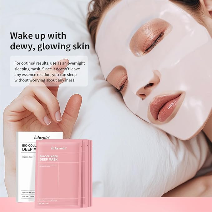 NICEFACE Bio-Collagen Deep Hydrating Face Mask with Hyaluronic Acid - Overnight Hydrogel Mask for Firming, Elasticity & Pore Minimizing - Korean Skincare Facial Treatment, 34g x4ea