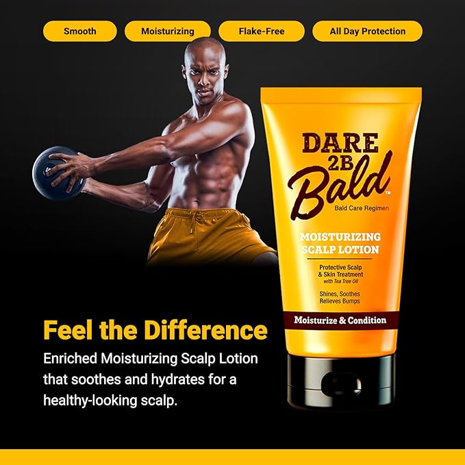 Dare 2B Bald Moisturizing Scalp Lotion | Bald Head Care Regime | Condition, Protect, and Treat the Scalp Against Flaking | Bald Head Moisturizer for Men- 4.75 OZ