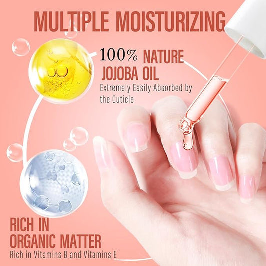 CHUCHU Organic Cuticle Oil for Nails: Pomegranate Jojoba Nail Oil with Vitamin B & E - Moisturizes Repairs and Promotes Nail Growth - Prevents Dryness Hangnails and Chapped Skin 15ML