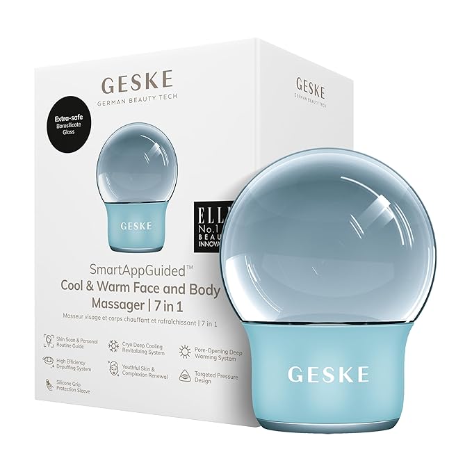 SmartAppGuided™ Cool & Warm Face & Body Massager | 7 in 1 | Multifunctional Massager | Face & Body | Battery-free Cooling & Warming | Firms, Relaxes & De-Puffs Skin | Globular Design