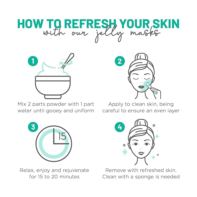 BRÜUN Jelly Mask Jar Chlorella Peel-Off Face Care Rubber Mask - A 23 fl oz Skin Care Moisturizing Gel Mask Jar Spa Set for Men, Women and Adults on Formal Gatherings and Events