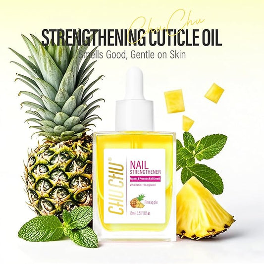 CHUCHU Nail Strengthener - Pineapple Scent Nail Repair Growth Moisturizing Treatment - Natural Jojoba Vitamin B & E Cuticle Oil for Dry Cracked Nails