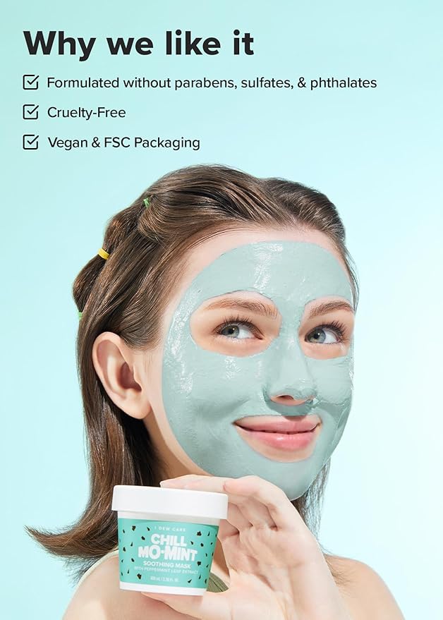 I DEW CARE Wash Off Face Mask - Chill Mo Mint | Soothing Mask with Peppermint Leaf Extract, Korean Face Mask Skin Care for Face, 3.38 Oz