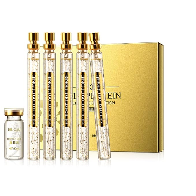 Protein Thread Lifting Set, Soluble Protein Thread and Nano Gold Essence Combination, Absorbable Collagen Thread for Face Lift, Reverse Collagen Serum for Face (With 1 x Protein Thread)